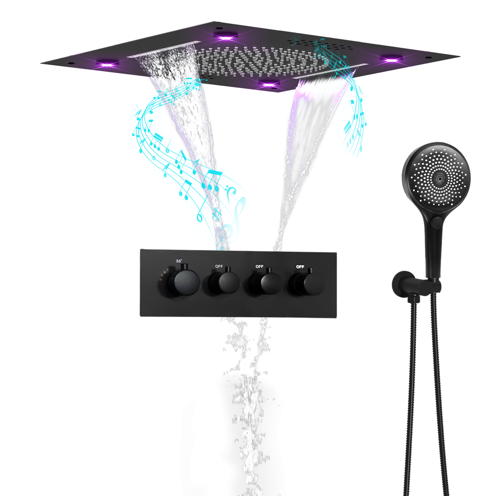 Painel de chuveiro de temperatura constante, sistema de chuva de dupla função, alça de chuveiro multifuncional, kit de torneira pulverizador portátil
