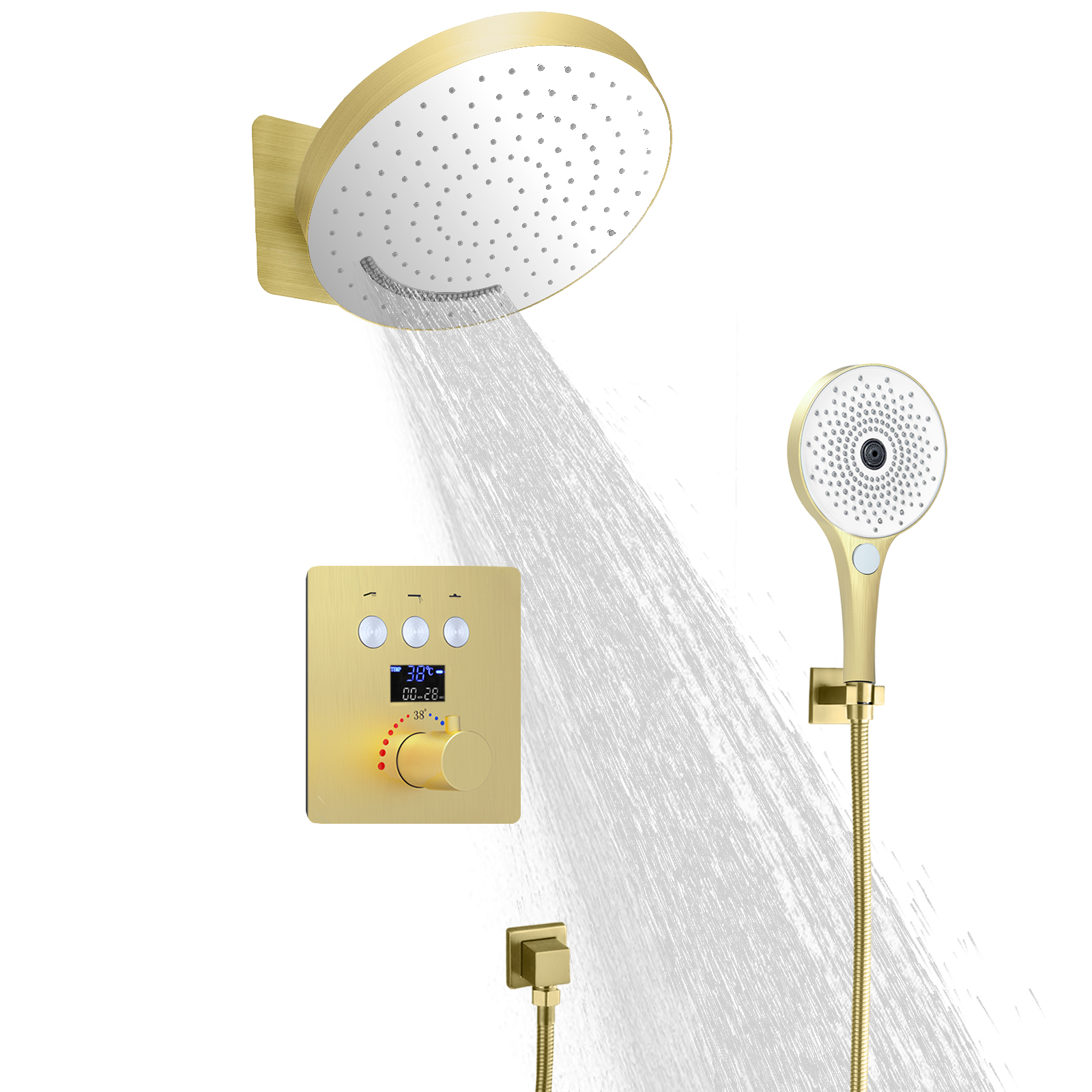 Válvula de desvio mista de temperatura constante, torneira de água para banho, chuveiro de parede, cabeça suspensa, chuveiro superior