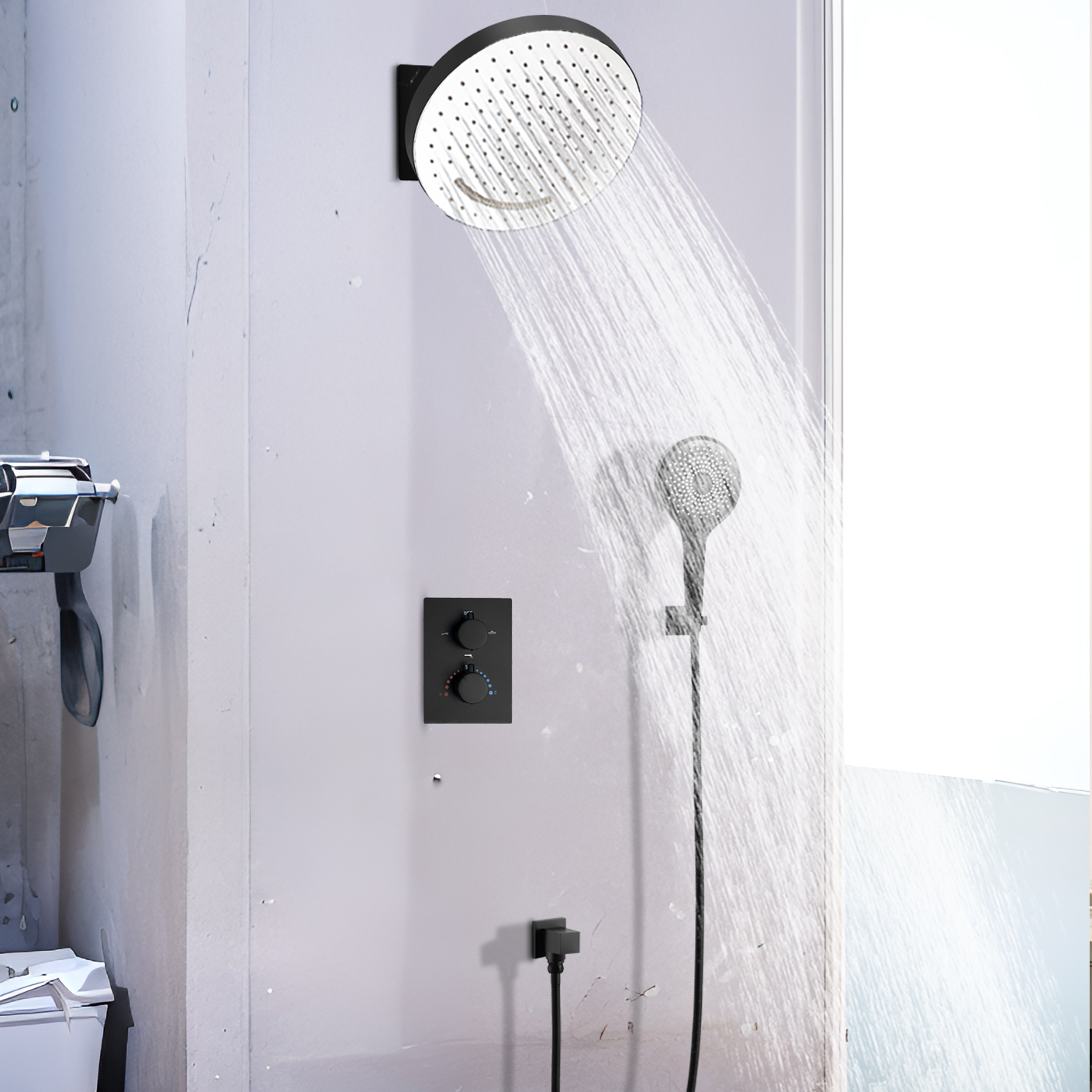 Mattic Preto Céu Flor Placa de Instalação Praça Chuvas Chuveiro Top Spray Spray de Luxo Sistema de Torneira de Água Chuveiro
