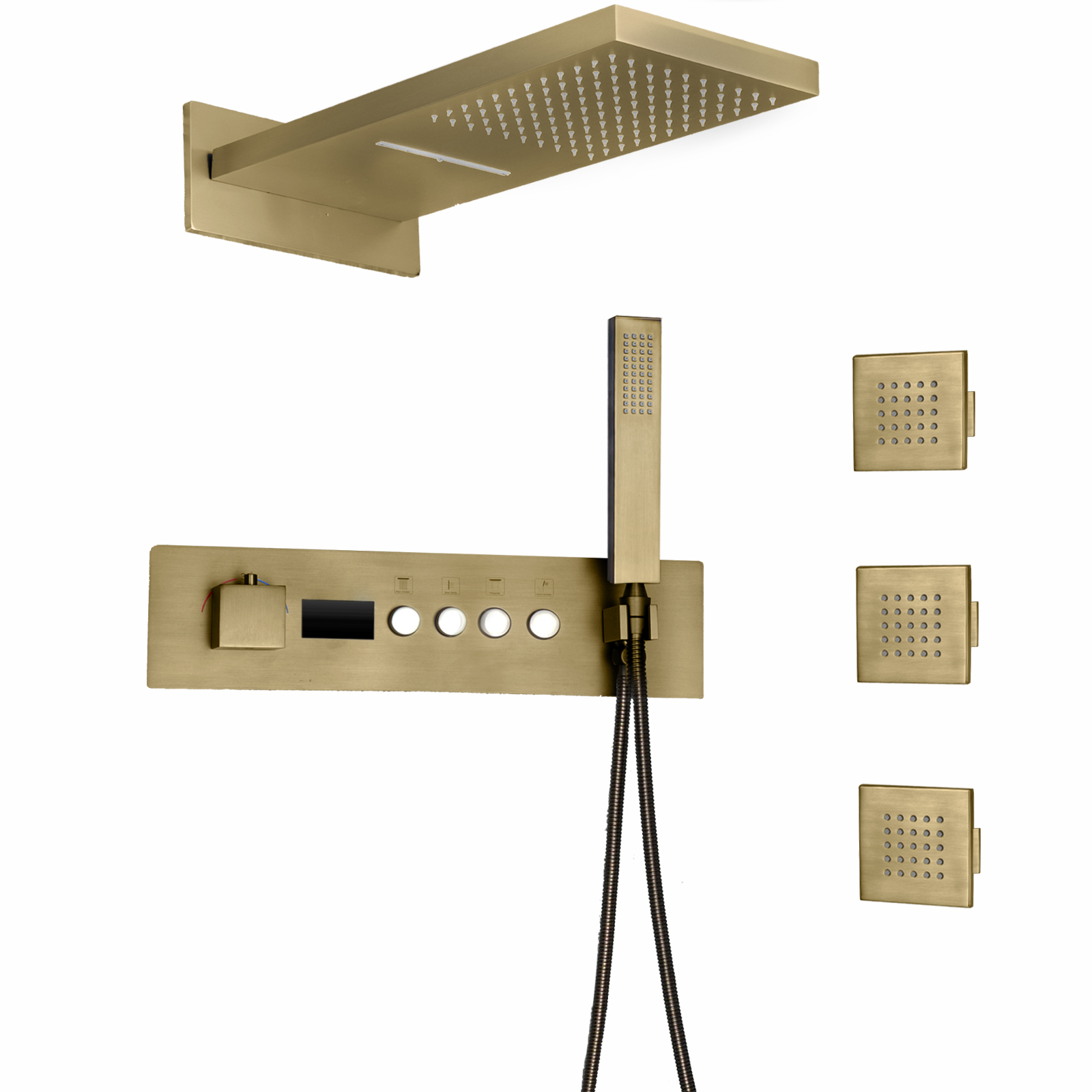 Montado na parede do banheiro led display digital termostática torneira do chuveiro conjunto com chuvas cachoeira cabeça de chuveiro