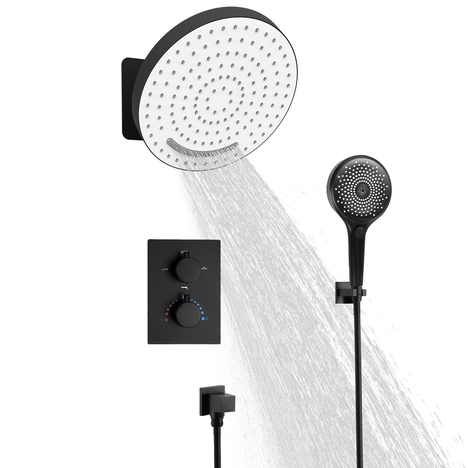 Mattic Preto Céu Flor Placa de Instalação Praça Chuvas Chuveiro Top Spray Spray de Luxo Sistema de Torneira de Água Chuveiro