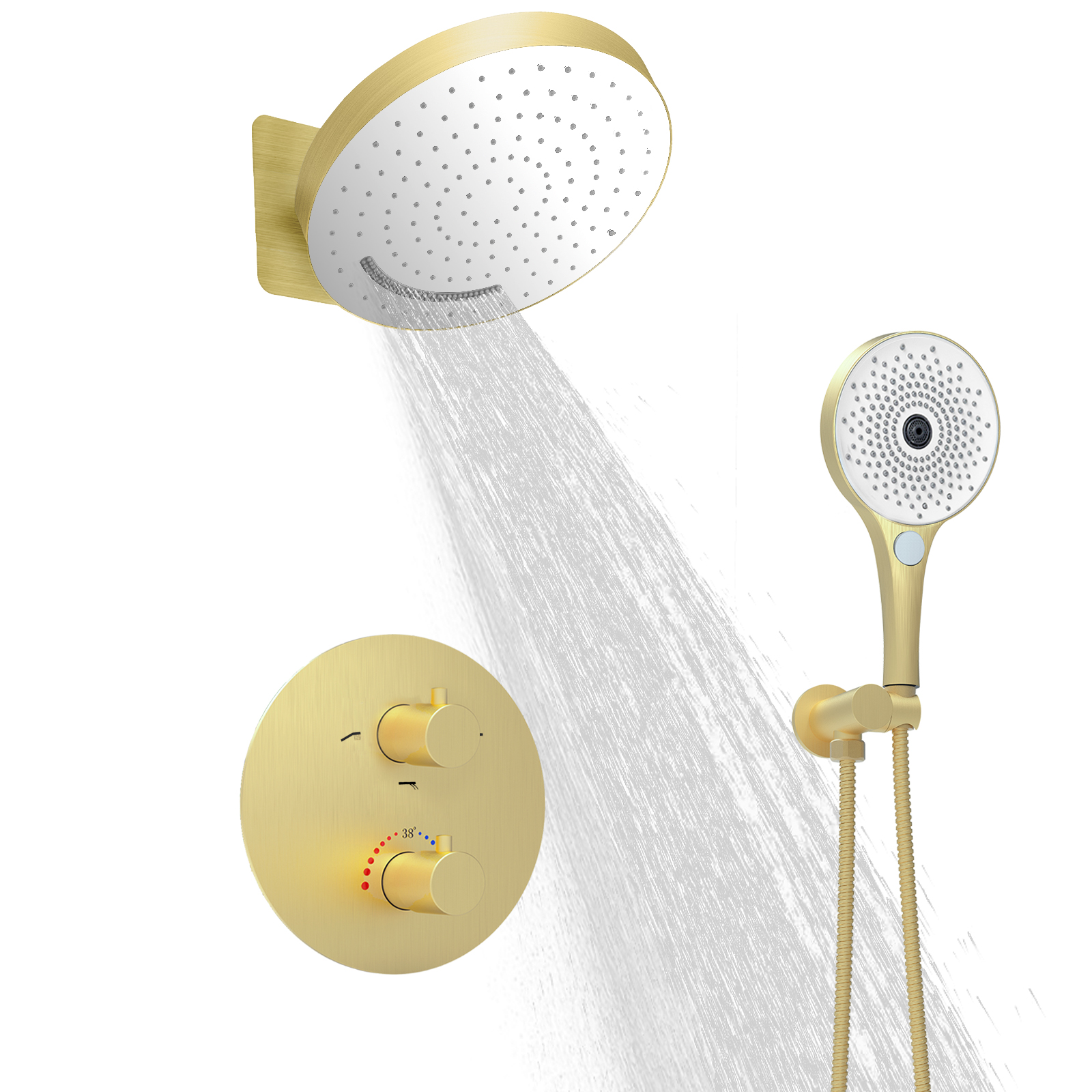 Interruptor de botão de temperatura constante montado na parede sistema de torneira de água do banheiro chuveiro instalação massagem jet terno