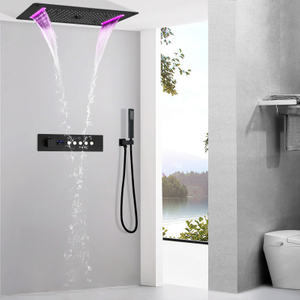 Sistema de chuveiro cascata escuro fosco, sistema de chuveiro com display digital de led, válvula termostática, chuveiro de spa, conjunto de torneira