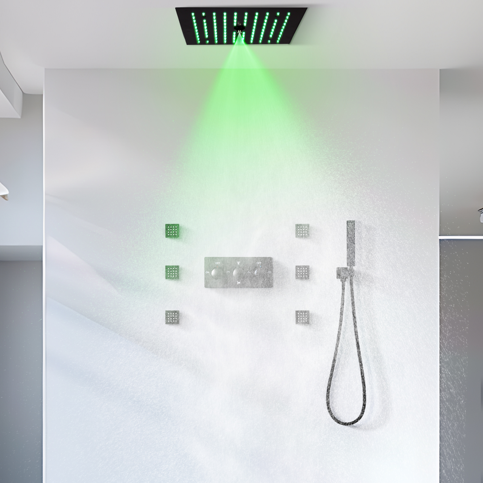 12 polegadas banheiro chuvas led temperatura constante chuveiro torneira de água spray chuveiro máquina injeção