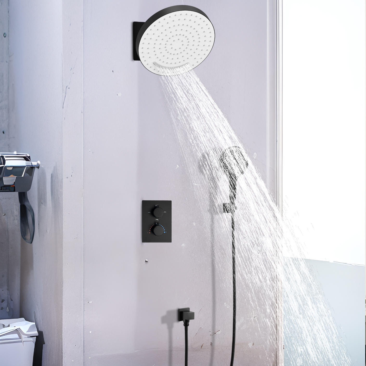 Mattic Preto Céu Flor Placa de Instalação Praça Chuvas Chuveiro Top Spray Spray de Luxo Sistema de Torneira de Água Chuveiro
