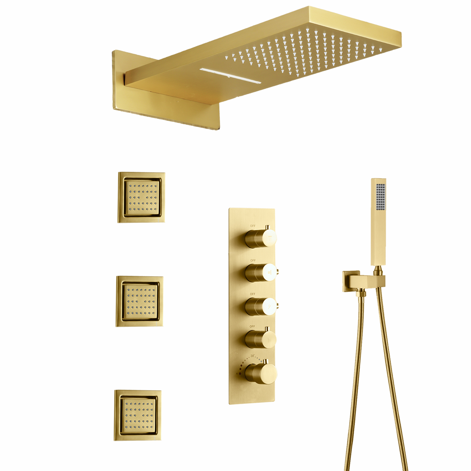 Moderno chuveiro de bronze banheiro multifuncional temperatura constante chuva chuveiro cachoeira sistema massagem conjunto