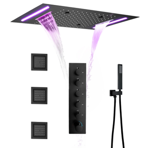 Conjunto de torneira multifuncional com sistema de chuveiro de temperatura constante de latão, conjunto de chuveiro de água de chuva oculto com bico portátil