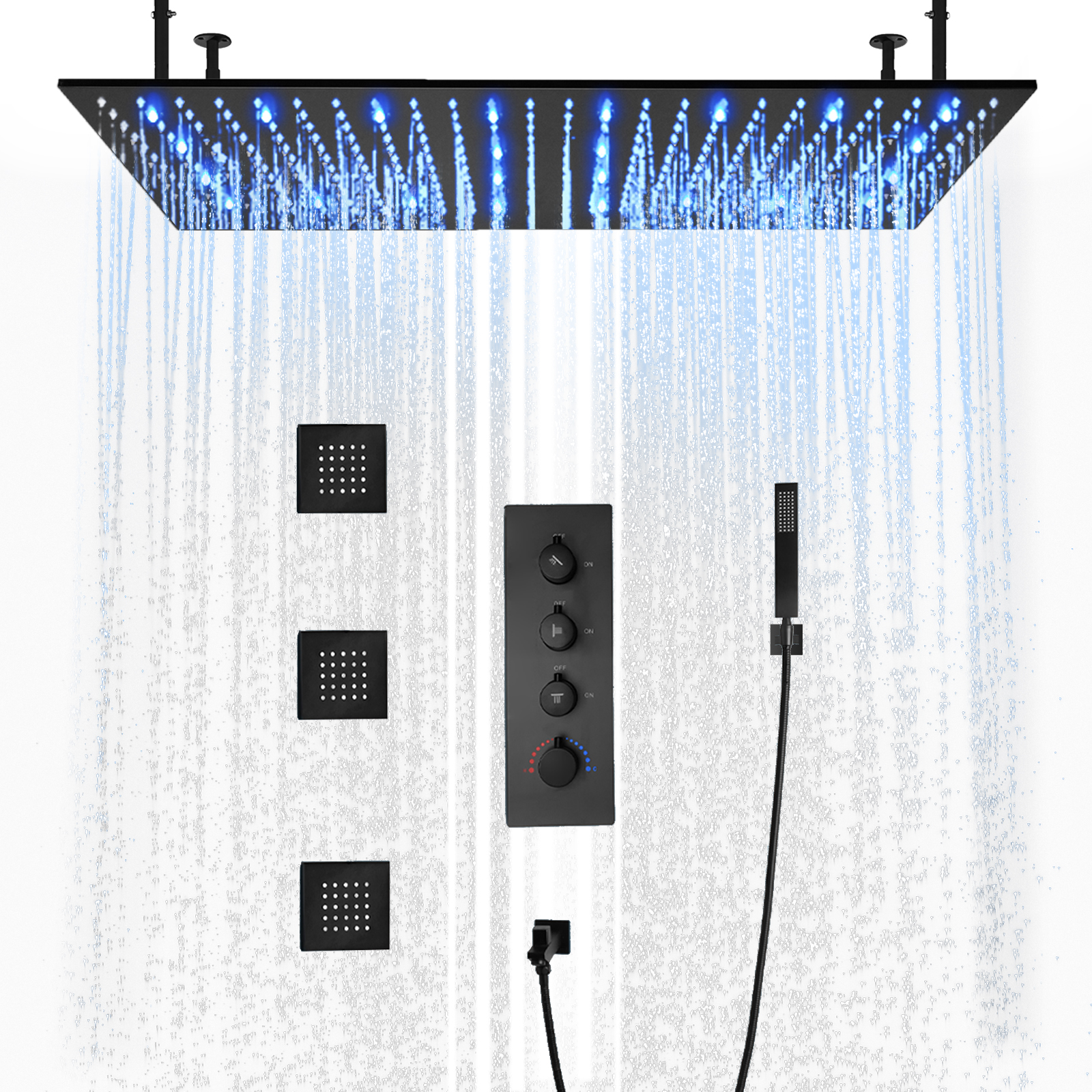 100x50cm teto do banheiro grande torneira de água led sistema chuveiro pulverização massagem banda para colocar água