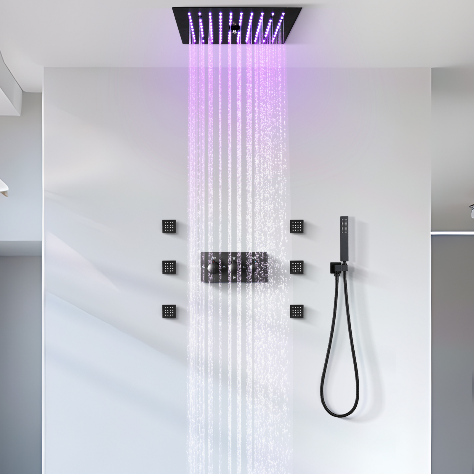 12 polegadas banheiro chuvas led temperatura constante chuveiro torneira de água spray chuveiro máquina injeção