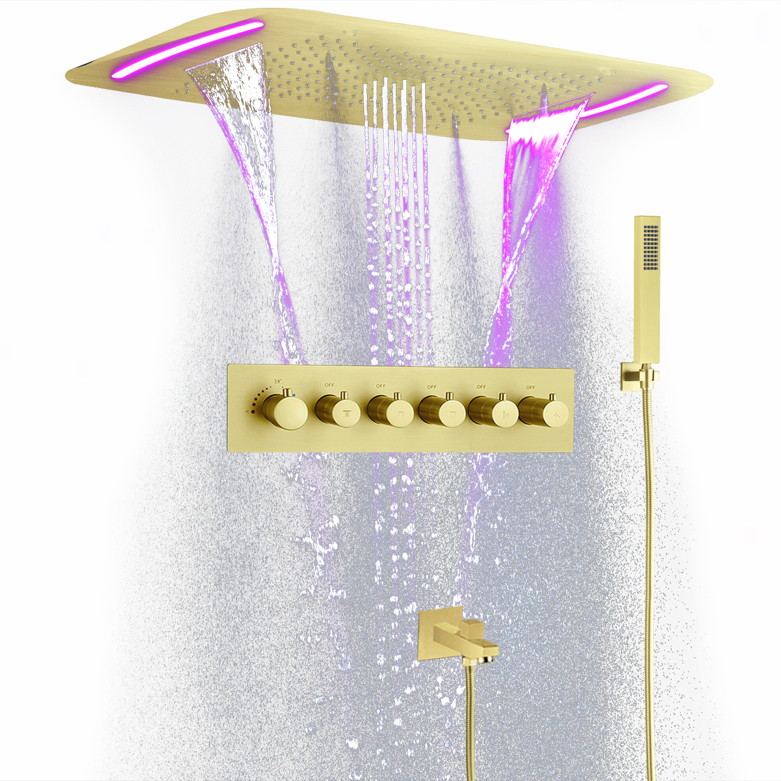 Conjunto de sistema de chuveiro darkweight, termostato led, banheiro, banheira, chuveiro, spray, sistema de cabeça de chuveiro, spa