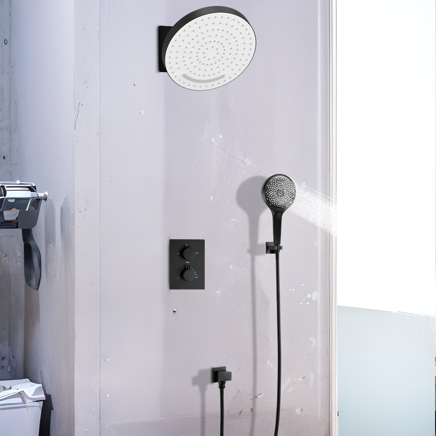 Mattic Preto Céu Flor Placa de Instalação Praça Chuvas Chuveiro Top Spray Spray de Luxo Sistema de Torneira de Água Chuveiro