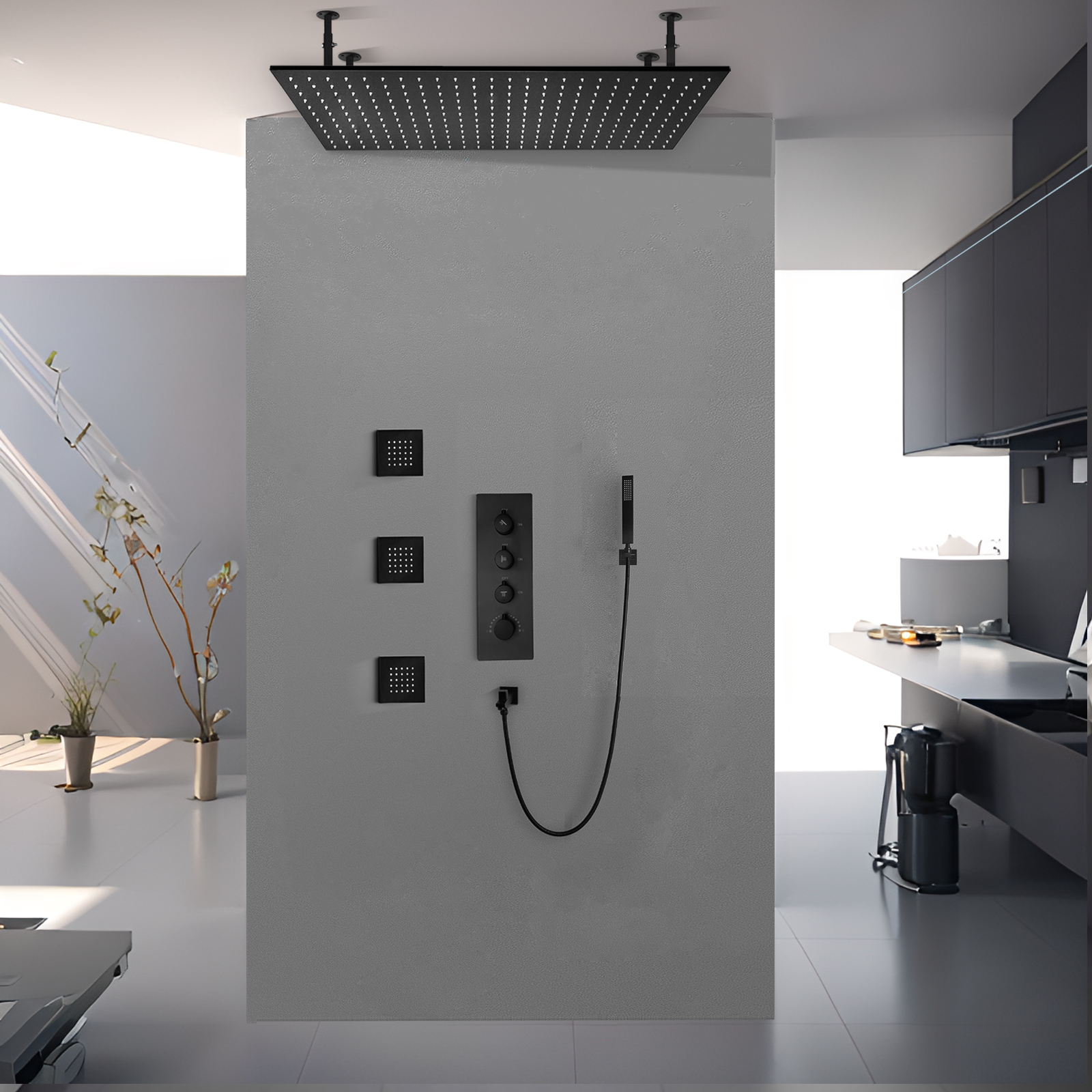 100x50cm teto do banheiro grande torneira de água led sistema chuveiro pulverização massagem banda para colocar água
