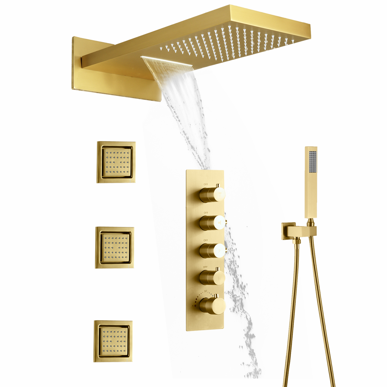 Moderno chuveiro de bronze banheiro multifuncional temperatura constante chuva chuveiro cachoeira sistema massagem conjunto