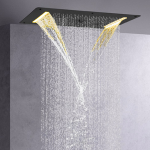 Preto fosco torneiras de chuveiro 70x38 cm led banheiro multifuncional chuveiro cachoeira chuvas atomização bolha