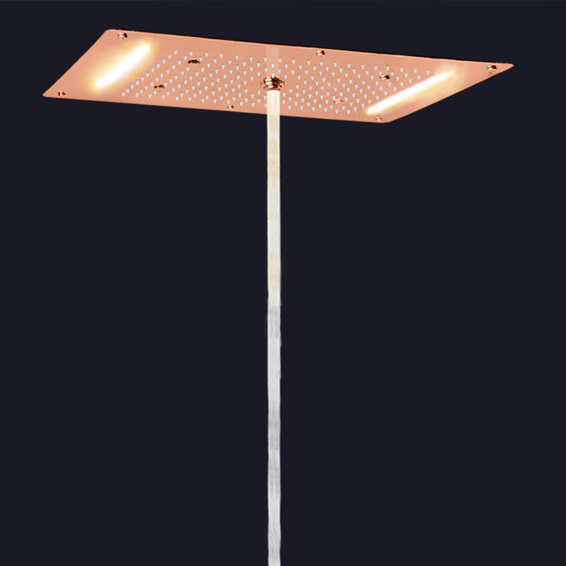 Moda ouro rosa 70x38 cm cabeça de chuveiro chuva led banheiro multifuncional cachoeira bolha atomização chuvas
