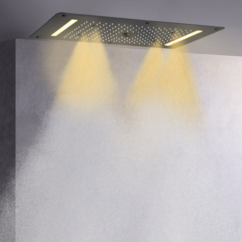Preto fosco 70X38 CM LED Top-end banheiro chuveiro misturador sistema cascata chuveiro multifuncional