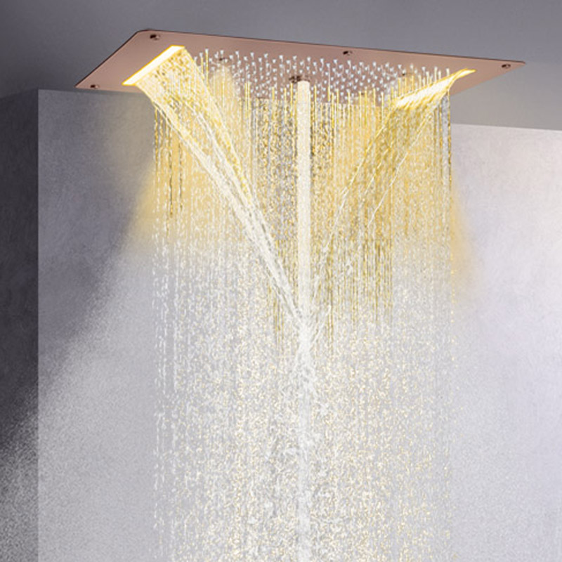 Cabeça de chuveiro marrom 70X38 CM LED Banheiro Multifuncional Cachoeira Chuva Atomizadora Chuveiro de bolhas