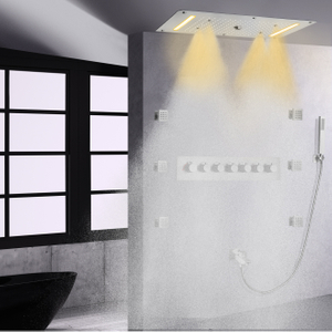 Sistema de chuveiro de níquel escovado, painel de chuveiro termostático, cascata, chuveiro portátil, misturador
