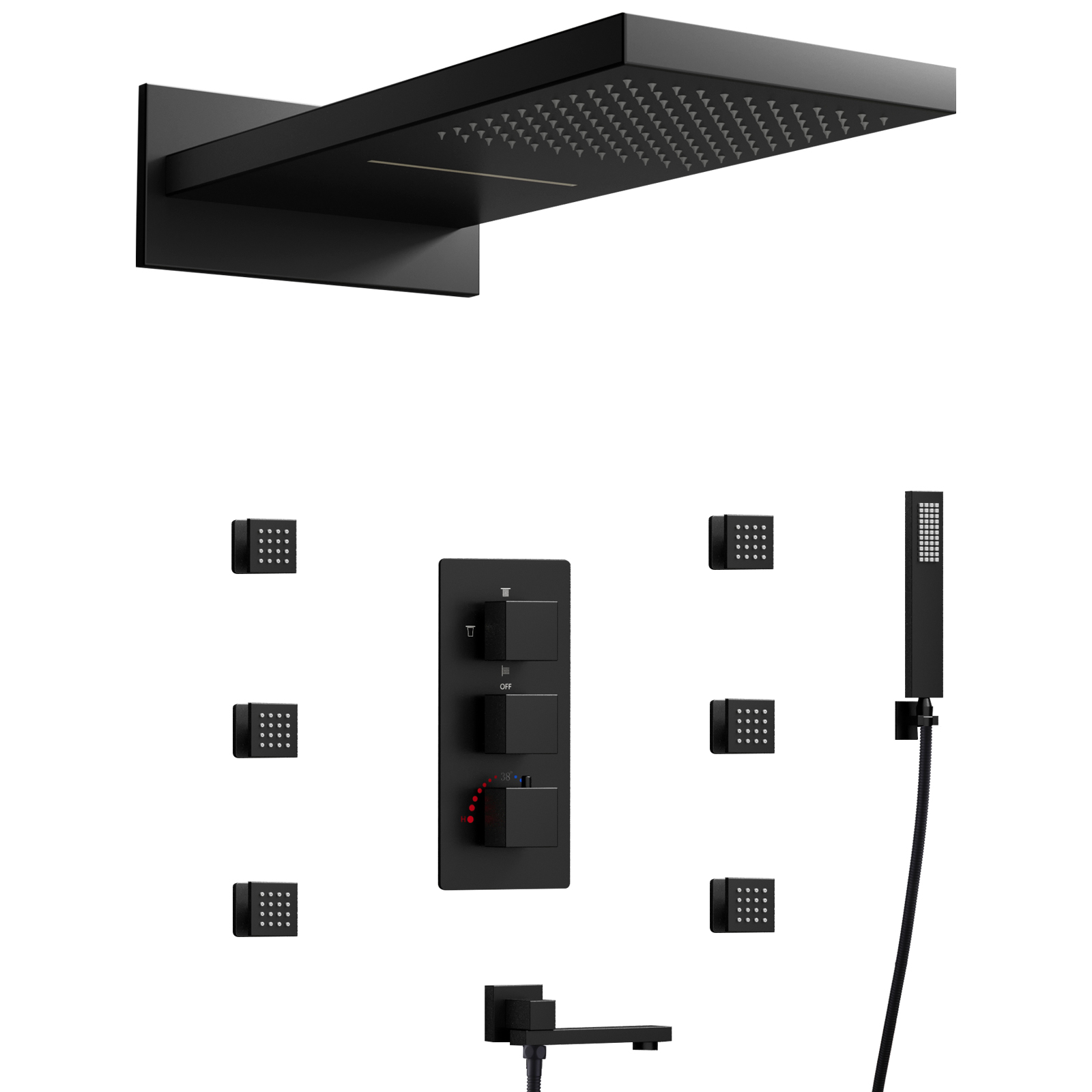 conjunto de chuveiro preto