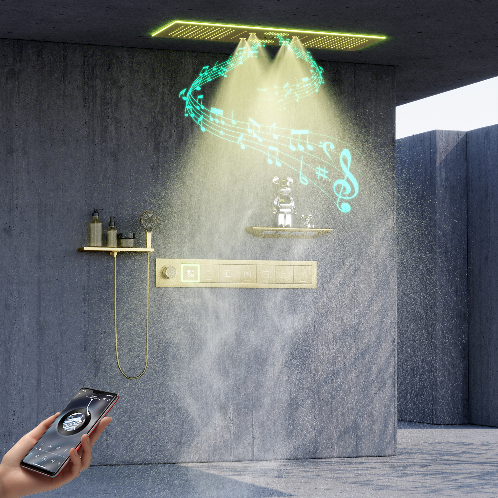 chuveiro led e bluetooth