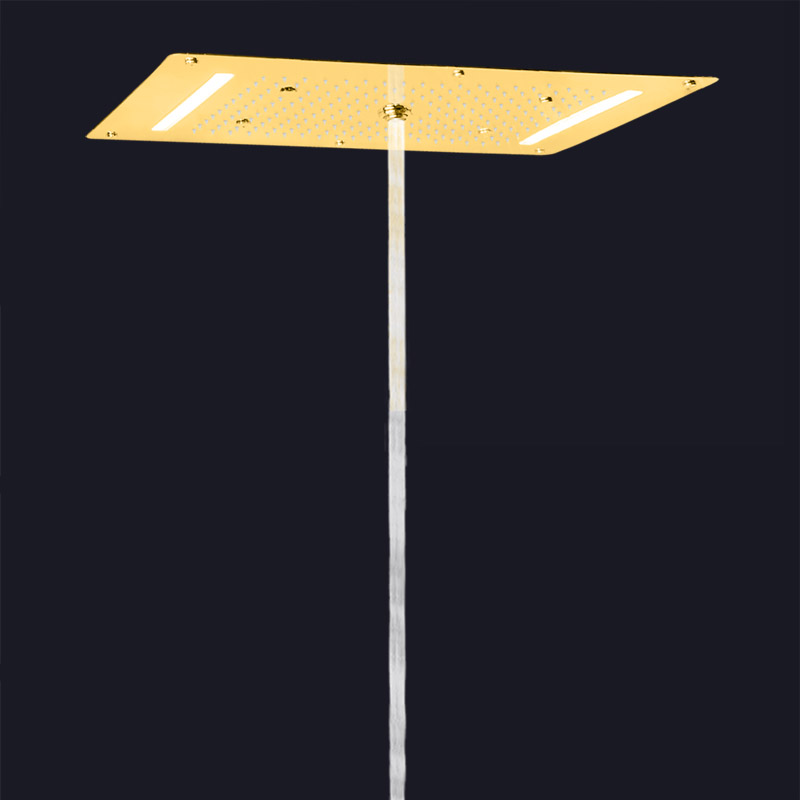 Ouro polido 70x38 cm torneiras de chuveiro chuva led luxuoso banheiro cachoeira bolha atomização chuvas