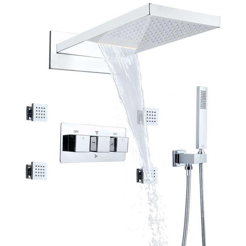 Cromo polido sistema de cabeça de chuveiro frio e quente banheiro cachoeira chuvas torneira do chuveiro conjunto chuveiro chuva
