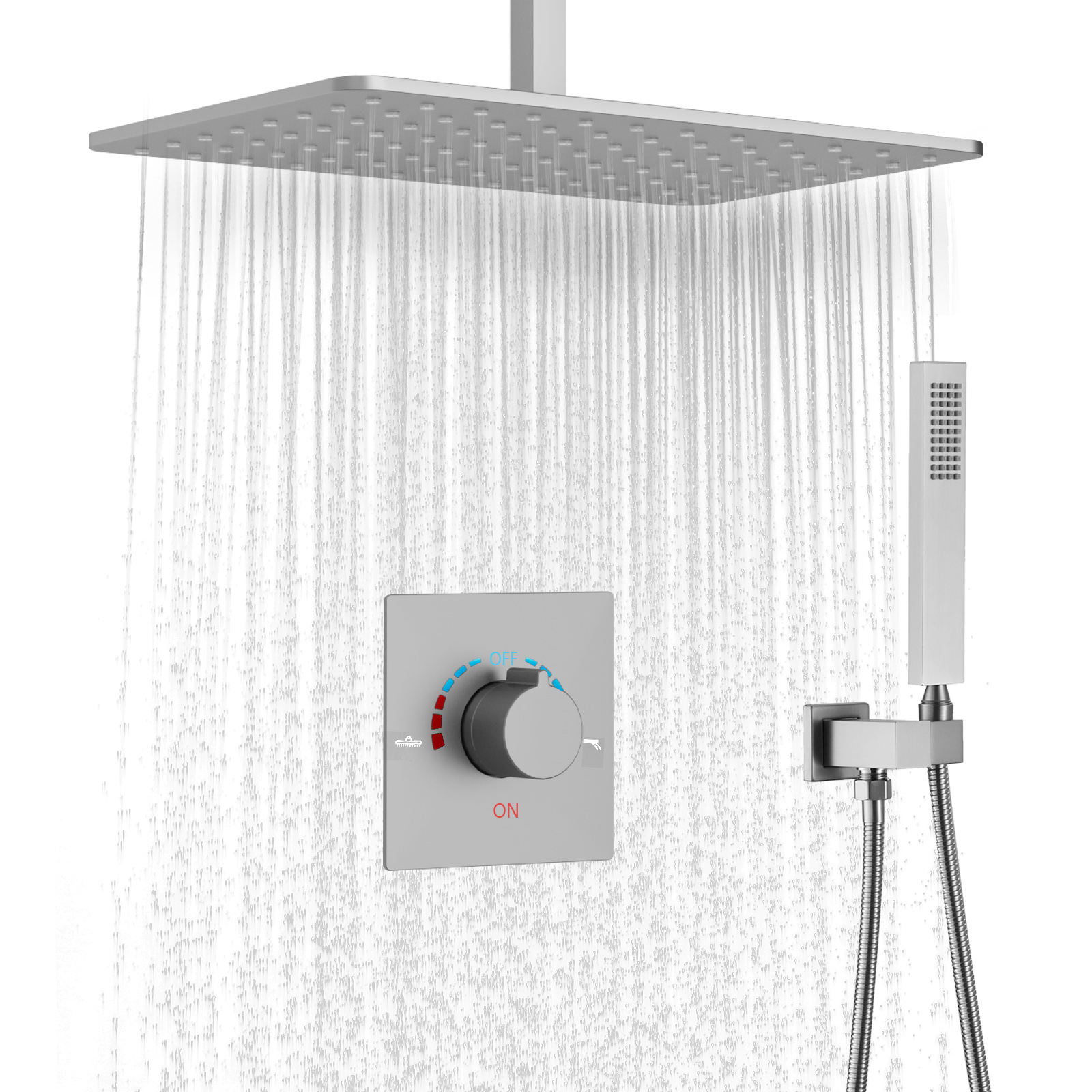 Kit de sistema de chuveiro de chuva escovado moderno Villa Hotel Rain Shower Mixer Set