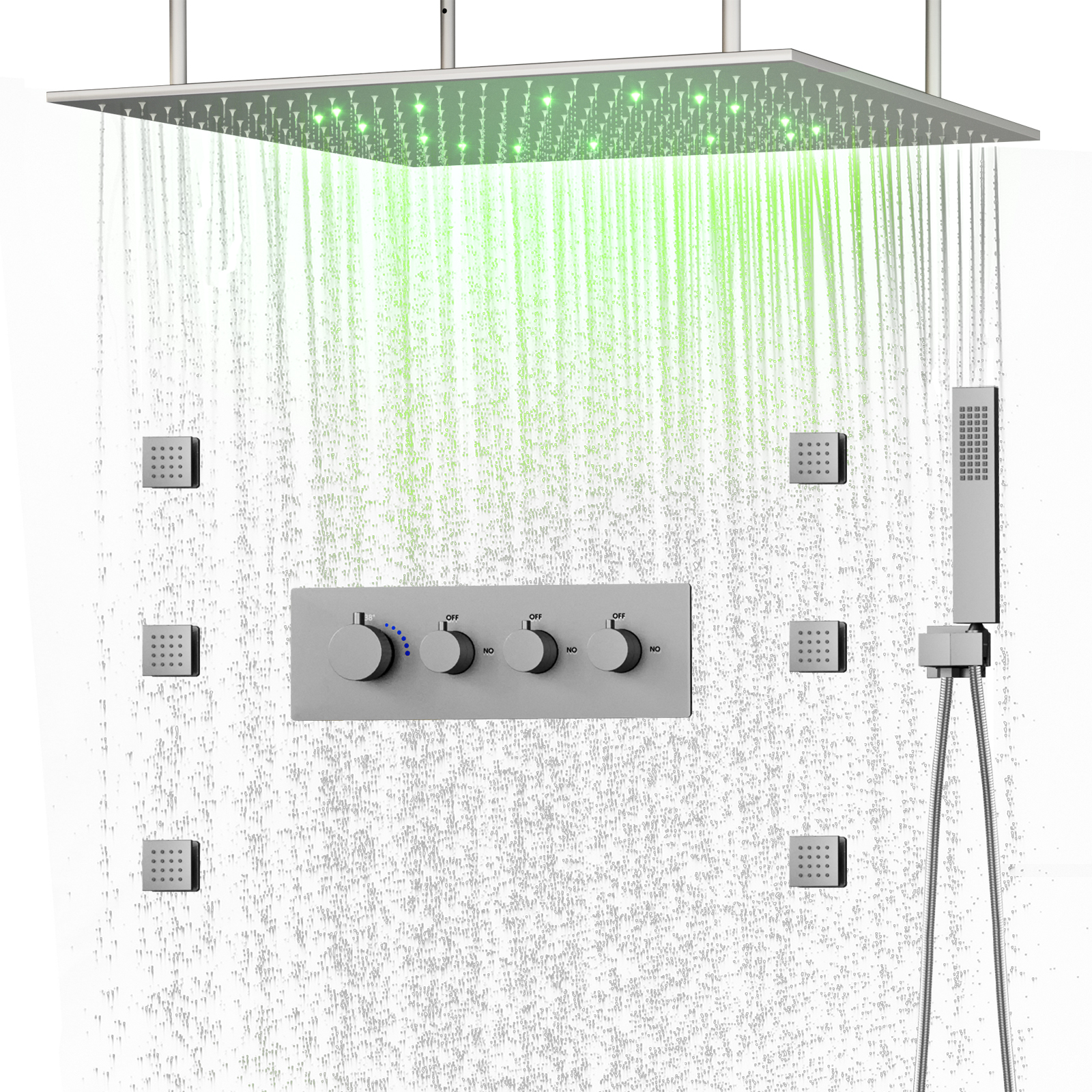 Chuveiro de chuva termostato multi-função led sistema de chuveiro conjunto misturador torneira do chuveiro conjunto