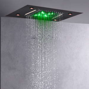 Óleo friccionado bronze 50x36 cm misturador do chuveiro led 3 cor temperatura mudando banheiro bifuncional cachoeira chuvas