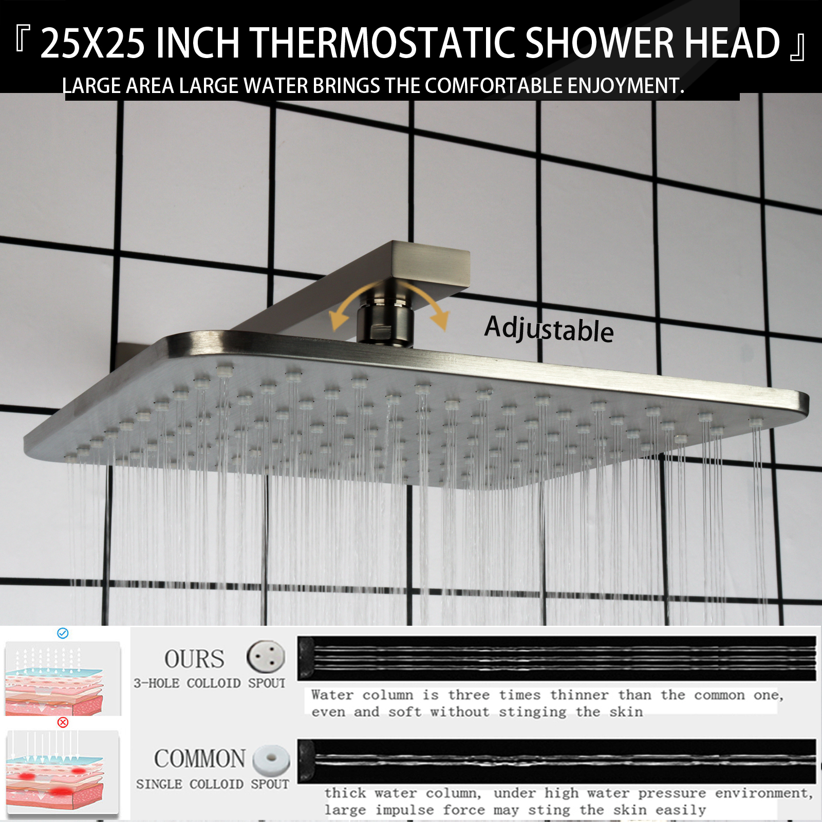 Conjunto de chuveiro combinado portátil de níquel escovado de 10 polegadas para banheiro