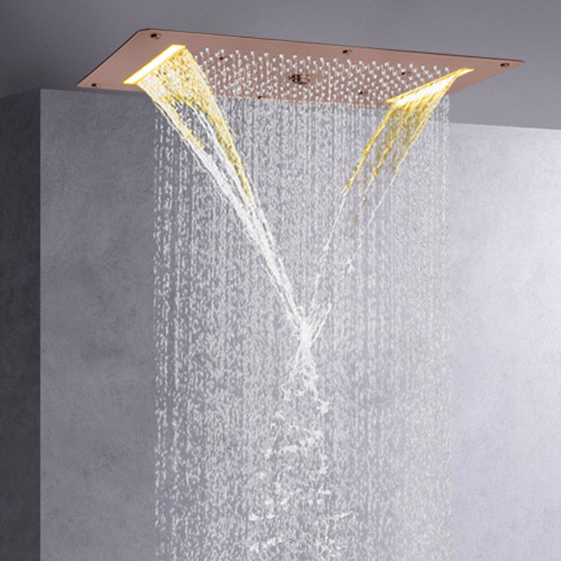 Cabeça de chuveiro marrom 70X38 CM LED Banheiro Multifuncional Cachoeira Chuva Atomizadora Chuveiro de bolhas