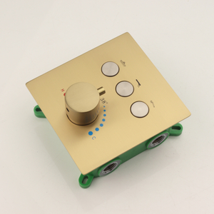Acessórios de chuveiro escovado ouro botão de três funções escondido interruptor de controle termostático corpo da válvula de bronze