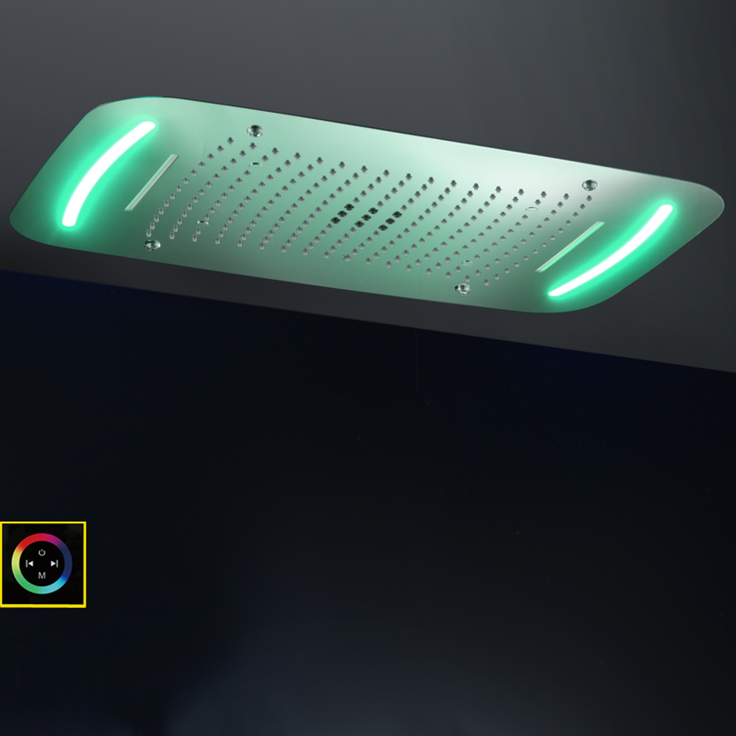 Misturador de chuveiro polido cromado 71X43 CM com painel de controle LED Banheiro cachoeira atomização bolha chuva