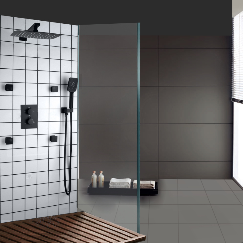 Preto fosco banheiro 3 tipos de chuveiro chuvas sistemas de chuveiro suspenso torneira quente e fria conjunto cabeça chuveiro