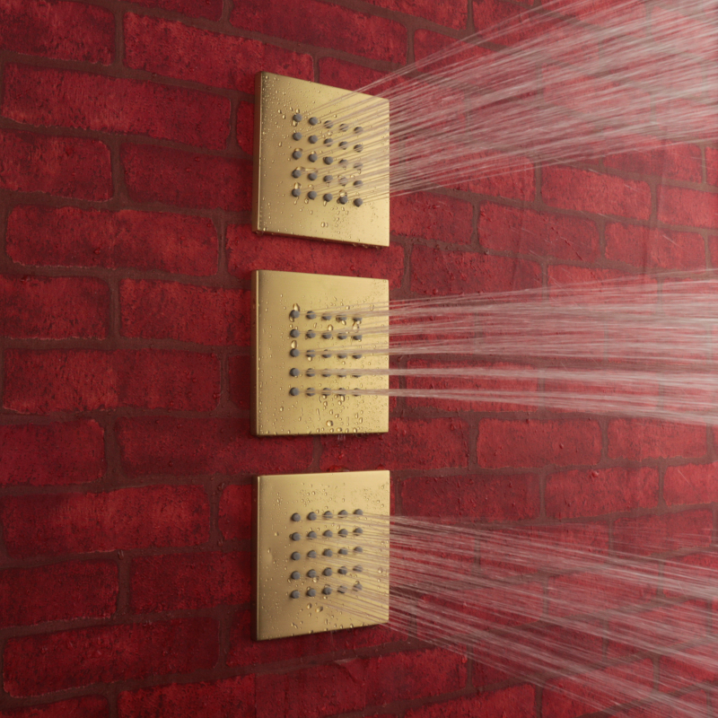 Torneiras de chuveiro de ouro escovado Acessórios de chuveiro de banheiro 4 polegadas Instalação na parede Chuveiro com spray lateral
