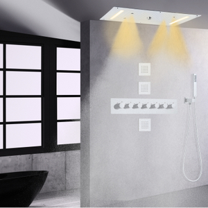 Sistema de chuveiro termostático cromado 700X380 MM Chuveiro LED luxuoso banheiro conjunto de torneira de chuveiro de alto fluxo