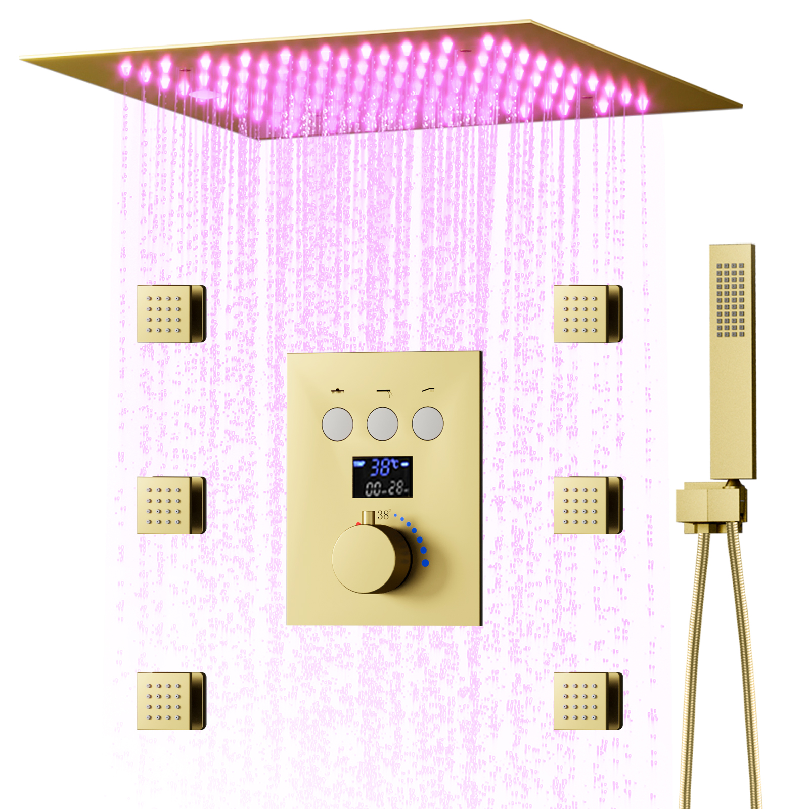Acessórios do banheiro cabeça de chuveiro conjunto inteligente display digital led válvula chuveiro torneira chuva spa chuveiro