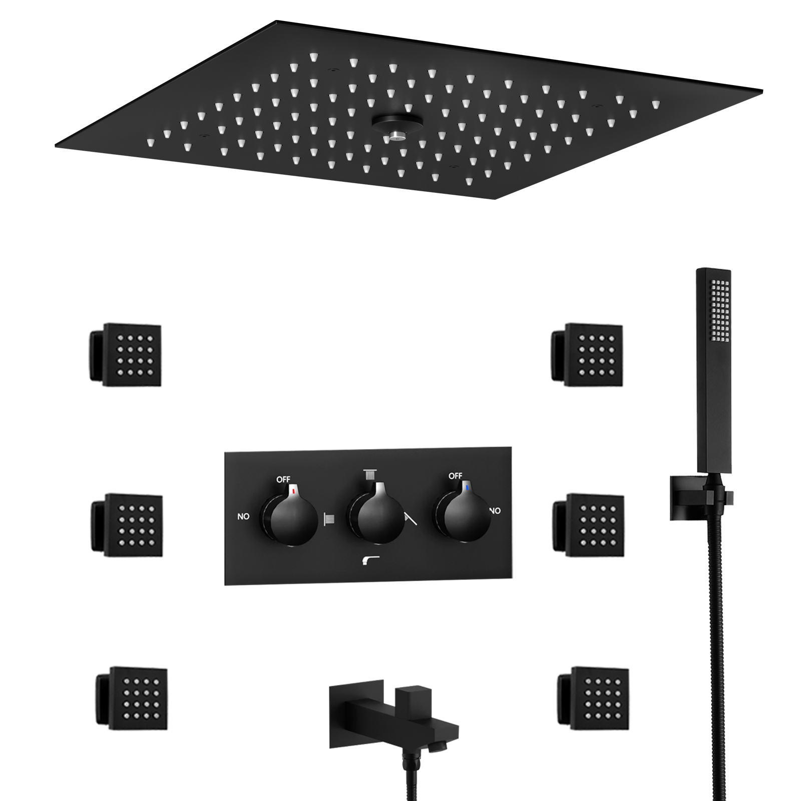 300*300mm Válvula misturadora de chuveiro de temperatura constante Cabeça de chuveiro de chuva LED Conjunto de sistema de chuveiro leve