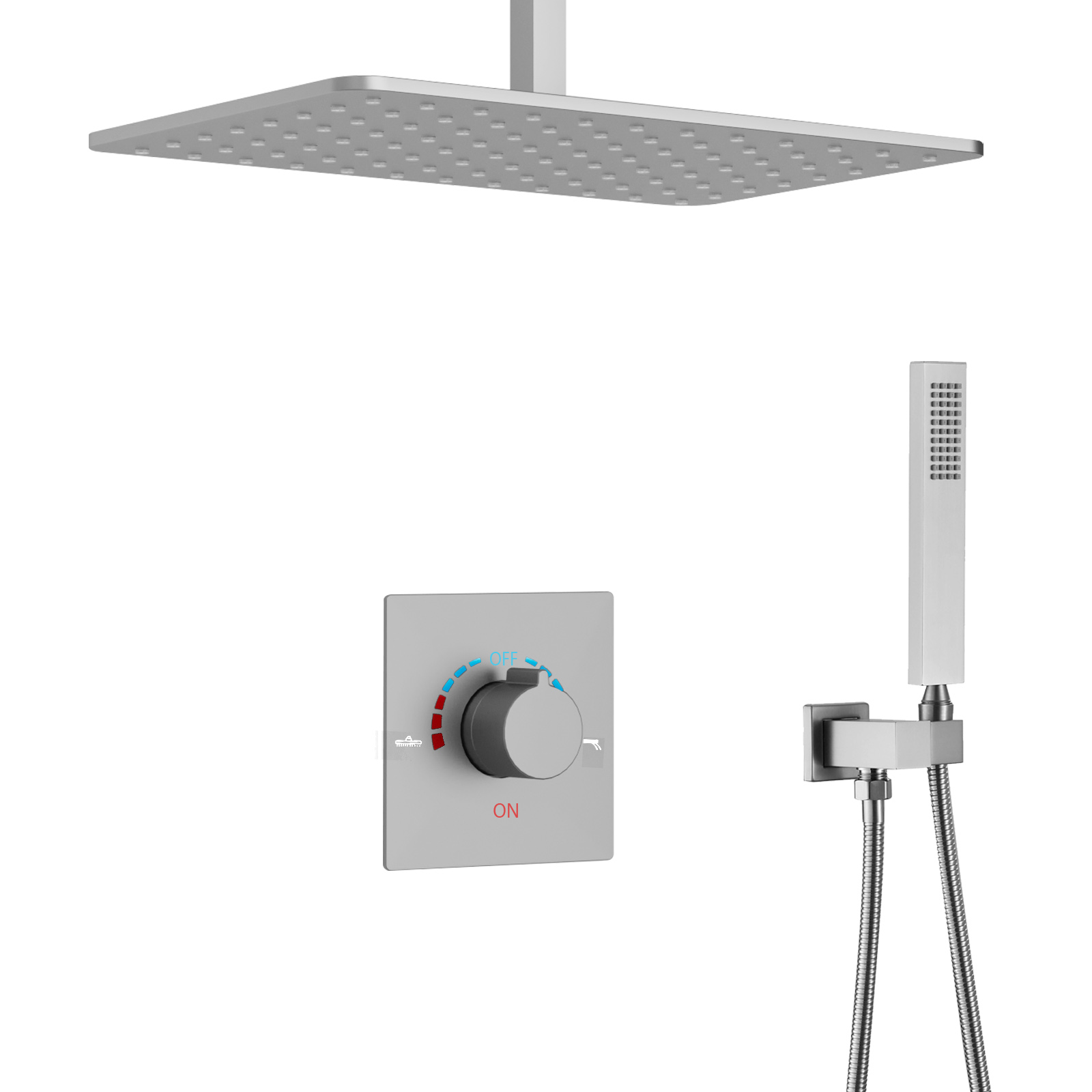 Kit de sistema de chuveiro de chuva escovado moderno Villa Hotel Rain Shower Mixer Set
