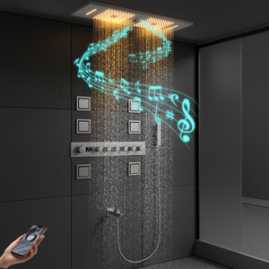 Sistema de chuveiro escovado, 900x300mm, chuva e cascata, chuveiro, temperatura constante, 6 vias, chuveiro, led, válvula, jato, conjunto de massagem