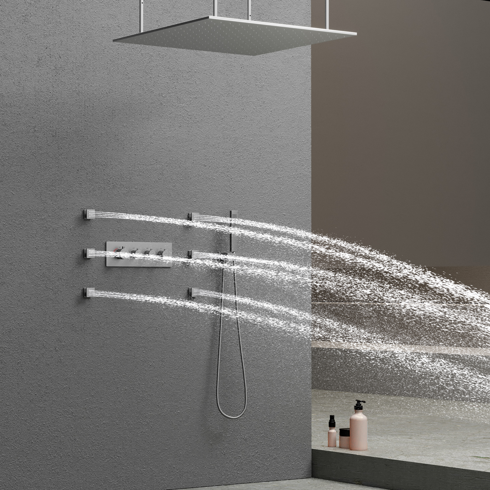 Chuveiro de chuva termostato multi-função led sistema de chuveiro conjunto misturador torneira do chuveiro conjunto