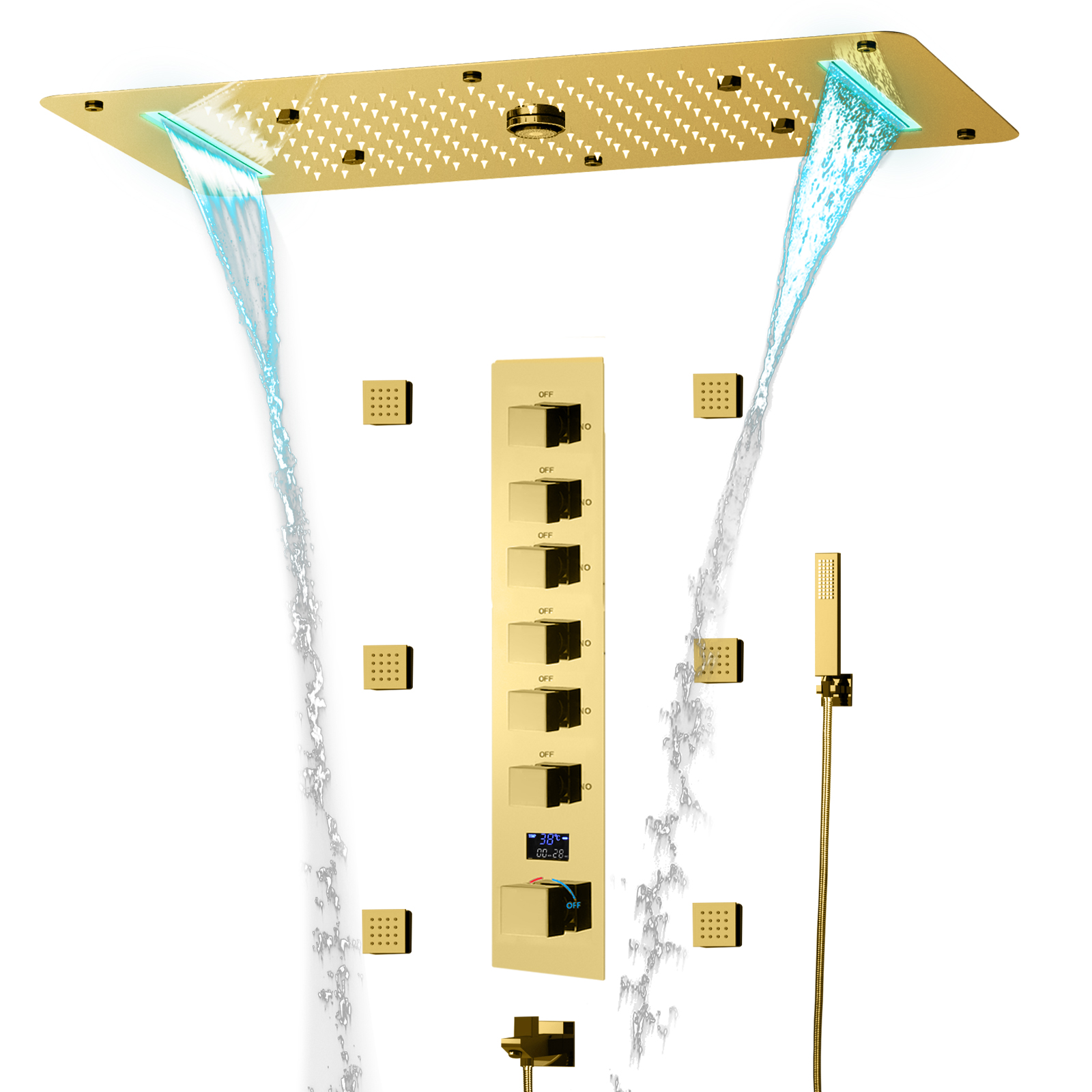 Cabeça de chuveiro inteligente com display digital LED oculto e controle preciso de temperatura para desfrutar de um banho confortável