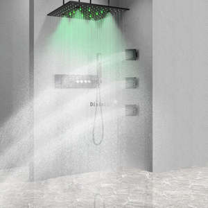 Led temperatura constante display digital torneira do chuveiro conjunto banheiro 16 Polegada chuva névoa led cabeça de chuveiro com jato massagem