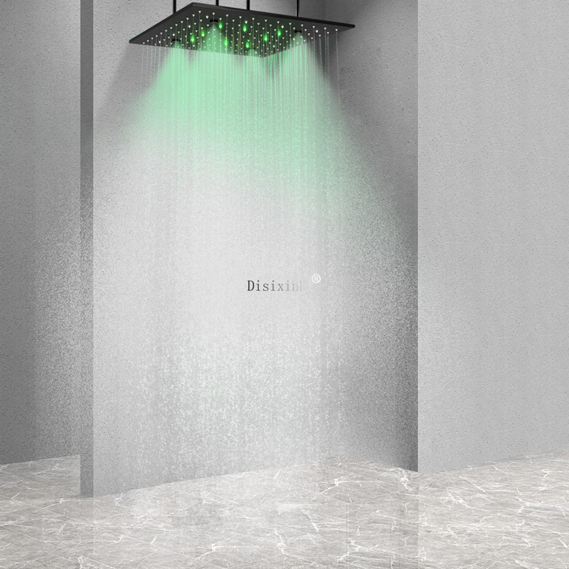 Louças sanitárias de luxo acessórios do banheiro led cabeça de chuveiro temperatura com luz ajustável suporte de cabeça de chuveiro