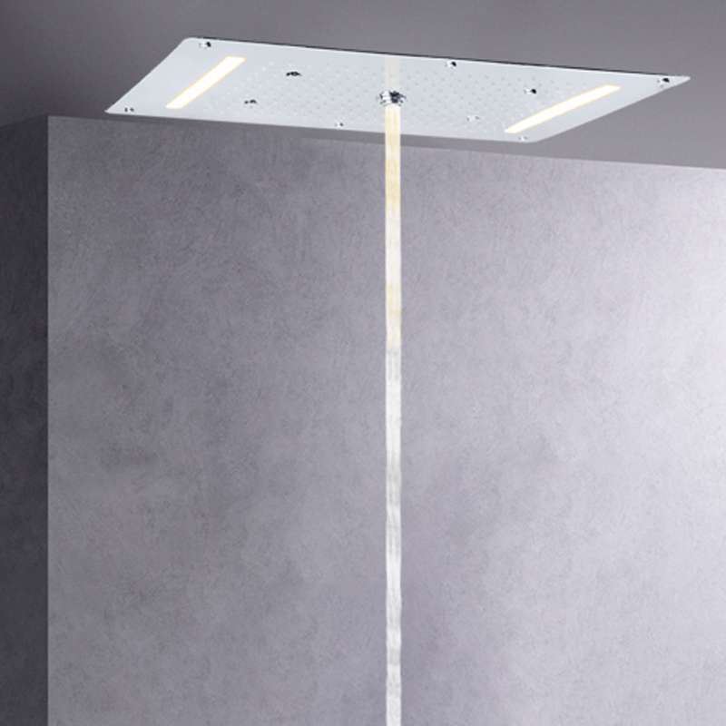 Cromo polido 70X38 CM LED Top-end Cabeça de chuveiro de banheiro Spa Multi Função Bolha Cachoeira Atomização Chuvas