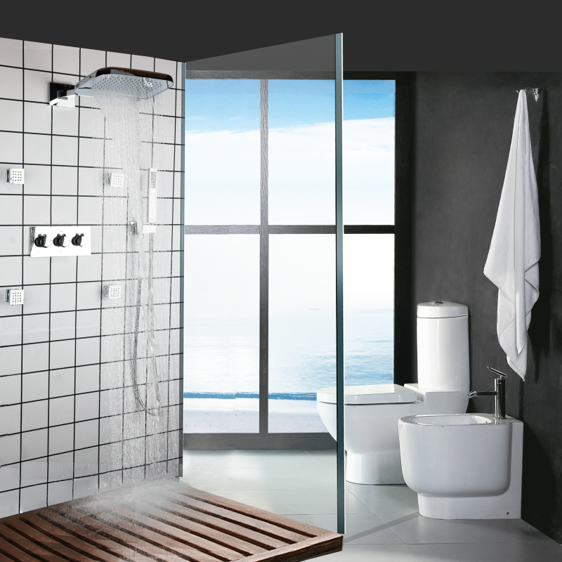 Banheiro frio e quente cromo polido chuveiro torneiras cachoeira sistema de chuva chuveiros combinação conjunto