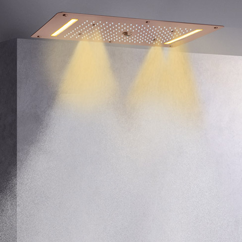 Misturador de chuveiro marrom 70X38 CM LED Banheiro multifuncional massagem chuveiro cachoeira chuvas atomização bolha