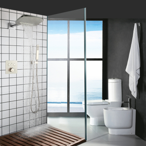 Conjunto de chuveiro de banho de níquel escovado banheiro termostática chuvas cachoeira montado na parede cabeça de chuveiro com portátil