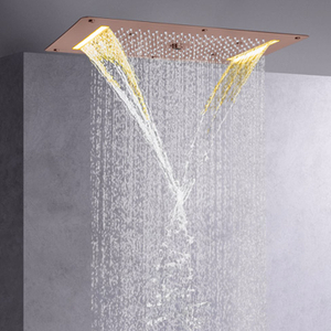 Estilo europeu marrom torneiras de chuveiro 70x38 cm led banheiro massagem chuveiro cachoeira chuvas atomização bolha