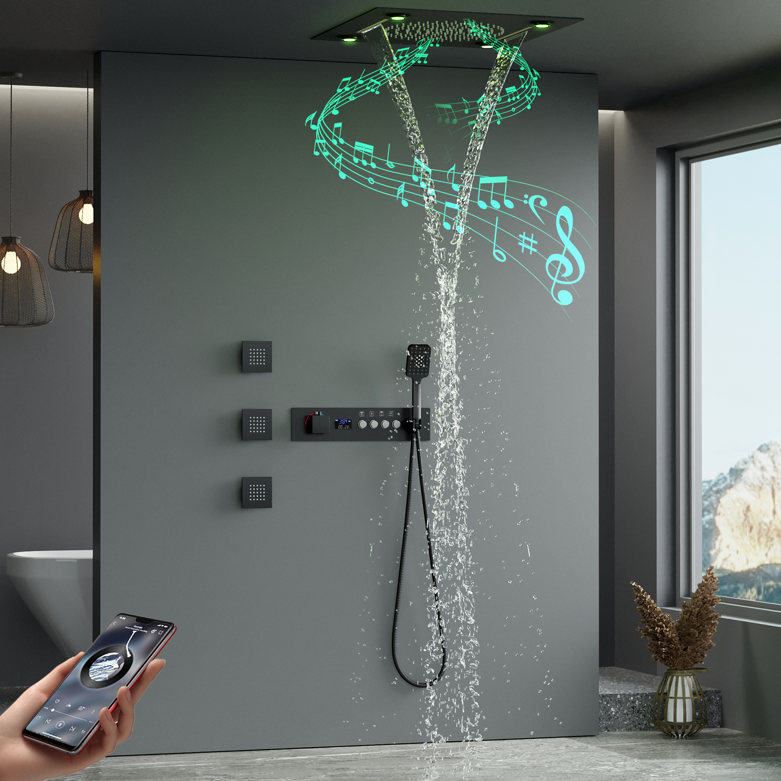 Transforme sua rotina de banho com chuveiros LED com alto-falante Bluetooth